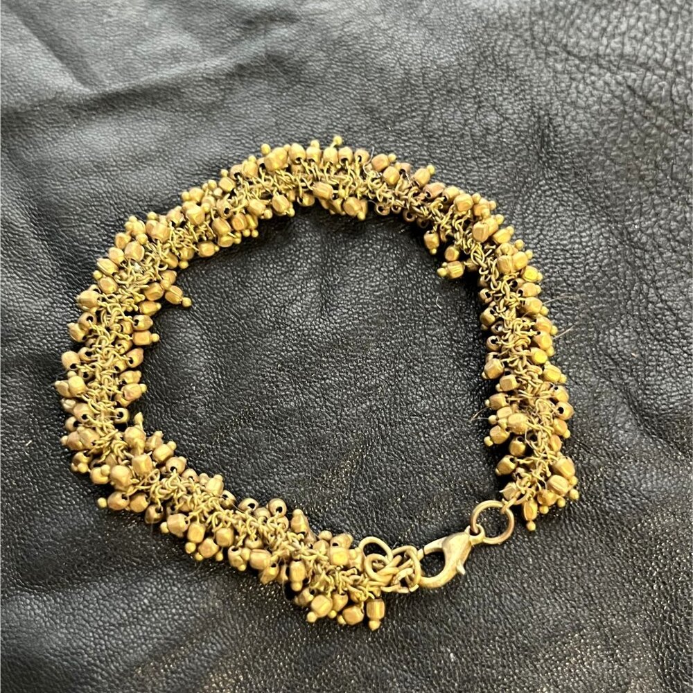 Golden Beaded Mogra Bracelet Brass Beads 7 Inches